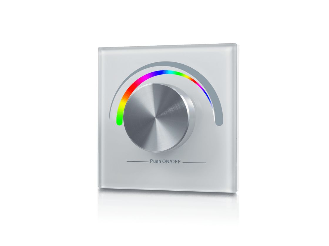 Радио панель W-RGB (W) встраиваемая в стену с валкодером на 1 зону для RGB ленты, белая, W-RGB-W
