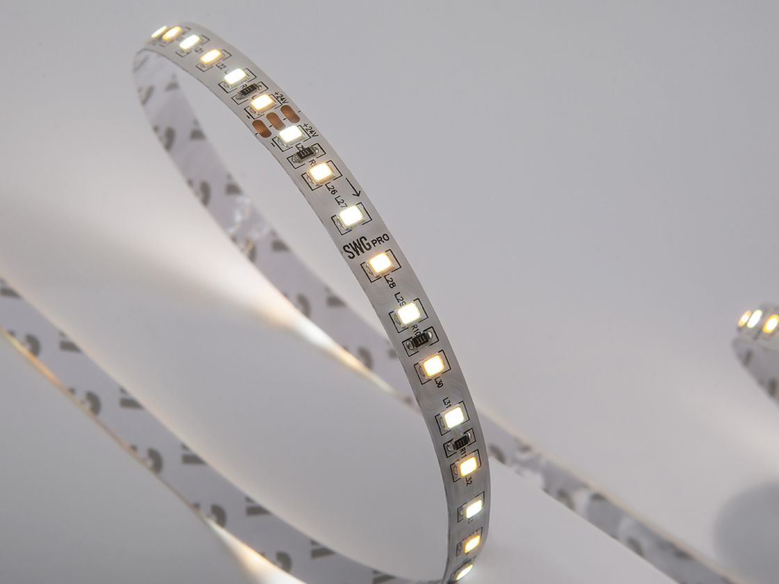 Светодиодная лента SWG PRO 2835, 120 LED/м, 14,4 Вт/м, 24В , IP20, Цвет: Теплый белый + холодный белый, SWG2P120-24-14.4-WWW-20