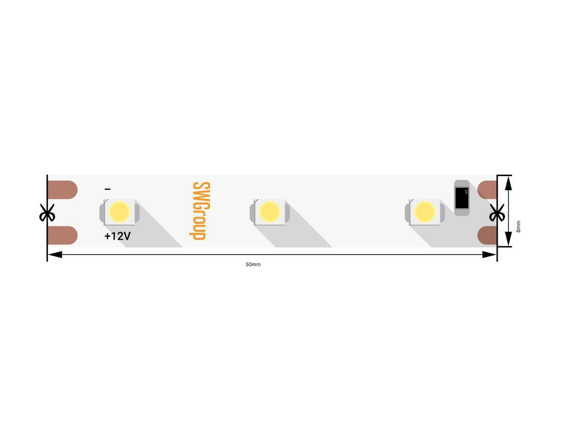Светодиодная лента 3528, 60 LED/м, 4,8 Вт/м, 12В , IP20, Цвет: Нейтральный белый, SWG360-12-4.8-NW-M