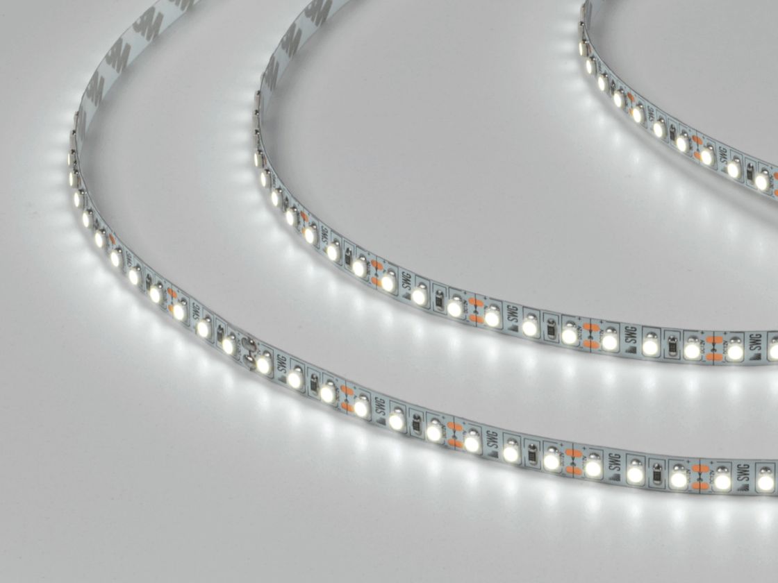Светодиодная лента 3528, 120 LED/м, 9,6 Вт/м, 12В , IP20, Цвет: Холодный белый, SWG3120-12-9.6-W-M