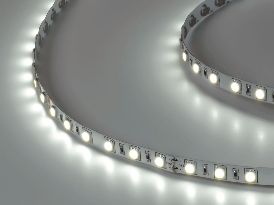 Светодиодная лента 5050, 60 LED/м, 14,4 Вт/м, 24В , IP20, Цвет: Холодный белый, SWG560-24-14.4-W-М