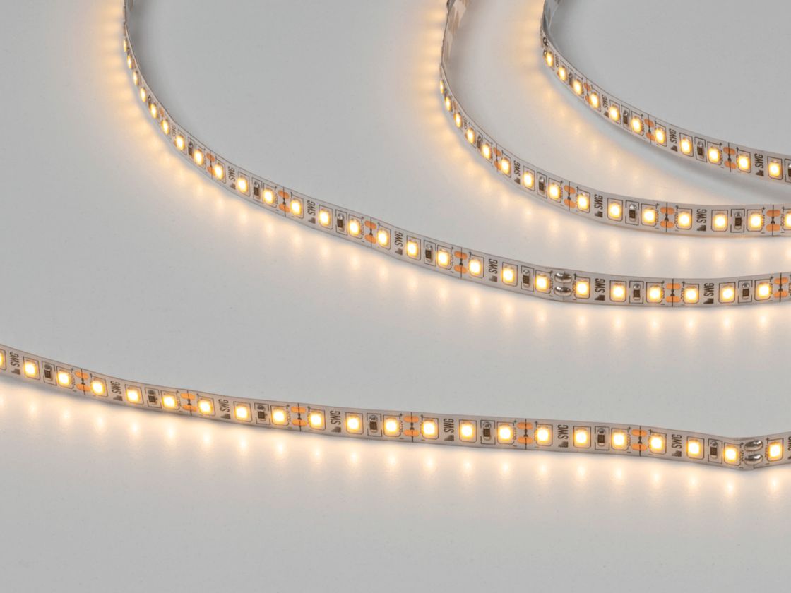 Светодиодная лента 2835, 120 LED/м, 9,6 Вт/м, 12В , IP20, Цвет: Теплый белый, SWG2120-12-9.6-WW-M