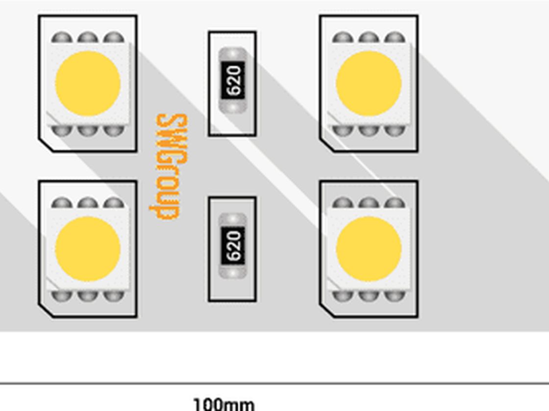 Светодиодная лента 5050, 120 LED/м, 28,8 Вт/м, 24В , IP20, Цвет: Холодный белый, SWG5120-24-28.8-W-M