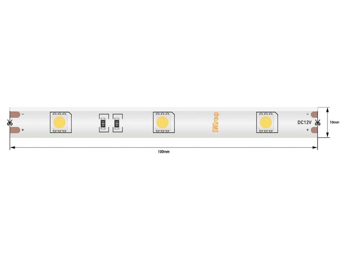 Светодиодная лента 3528, 60 LED/м, 4,8 Вт/м, 12В , IP20, Цвет: Синий, SWG360-12-4.8-B-M