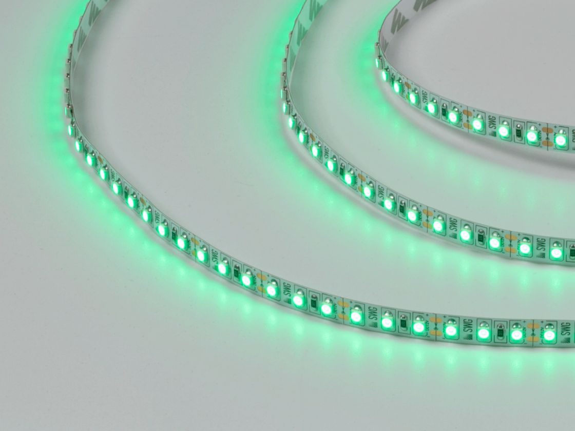 Светодиодная лента 3528, 120 LED/м, 9,6 Вт/м, 12В , IP20, Цвет: Зеленый, SWG3120-12-9.6-G-M