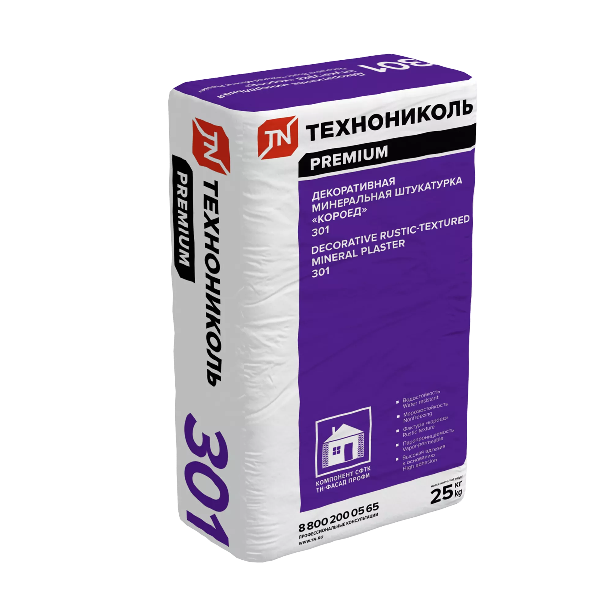 Декоративная минеральная штукатурка ТЕХНОНИКОЛЬ 301 "короед" 2 мм