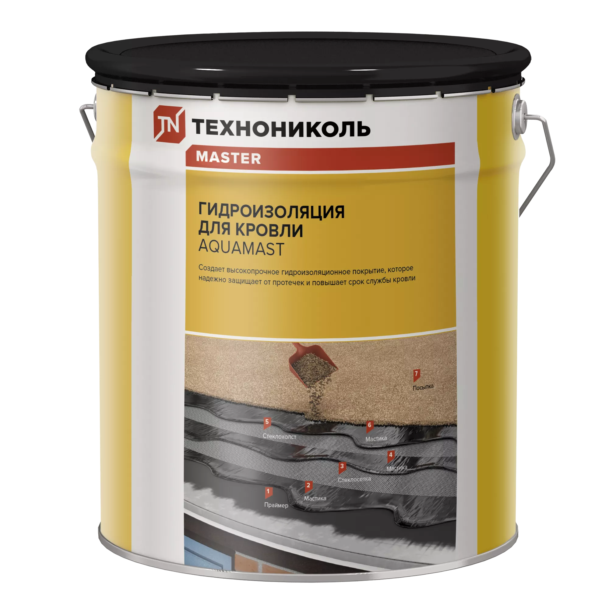 Мастика битумно-резиновая AquaMast, ведро 18 кг